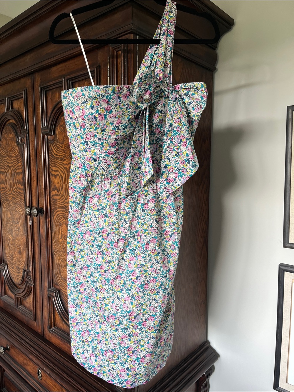 J. Crew One-Shoulder Floral Sheath Dress in White, Pink, Blue